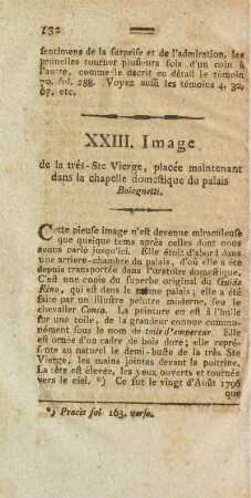 XXIII. Image de la trés Ste Vierge, placée maintenant dans la chapelle domestique du palais Bolognetti