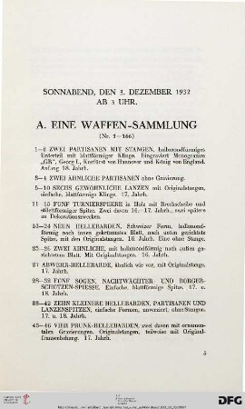 A. Eine Waffen-Sammlung (Nr. 1-166)
