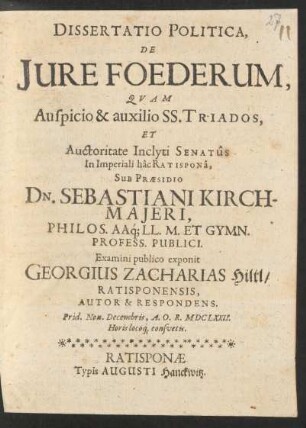 Dissertatio Politica, De Iure Foederum