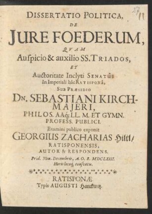 Dissertatio Politica, De Iure Foederum