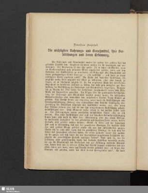 Zweites Kapitel. Die wichtigsten Nahrungs- und Genußmittel, ihre Verfälschungen und deren Erkennung