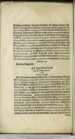 [Monita ad specificationem vom 24. Nov. 1718]