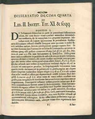 Dissertatio Decima Quarta Ad Lib. II. Instit. Tit. XI. & seqq.