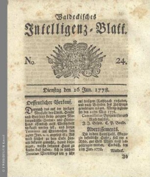 No. 24. Dienstag den 16 Jun. 1778