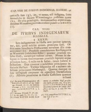 Cap. VIIII De Iuribus Indigenarum Hassiae.