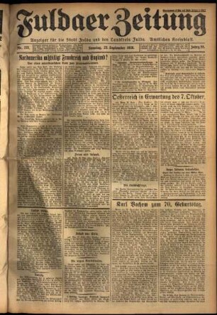 Erste Ausgabe vom Sonntag, den 23. September 1928.