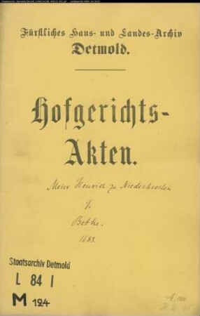 Meier Henrich zu Nieder-Heesten gegen Tönnies Betge (Betke) zu Biesen - Schuldforderung