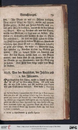 XLIX. Von den Amphibien, den Insekten und I. den Würmern