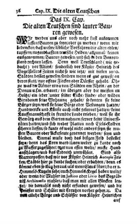 Das IX. Cap. Die alten Teutschen sind lauter Bauren gewesen