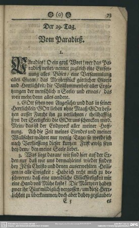 Der 29. Tag. Vom Paradieß