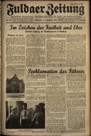 Erste Ausgabe vom Mittwoch, den 11. September 1935.