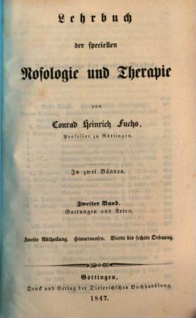 Lehrbuch der speciellen Nosologie und Therapie : in zwei Bänden. 2,2, Gattungen und Arten ; 2. Abth., Hämatonosen, Vierte bis sechste Ordnung
