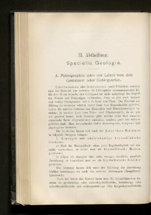 II. Abtheilung. Specielle Geologie