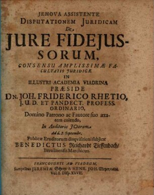 Disp. iur. de iure fideiussorum