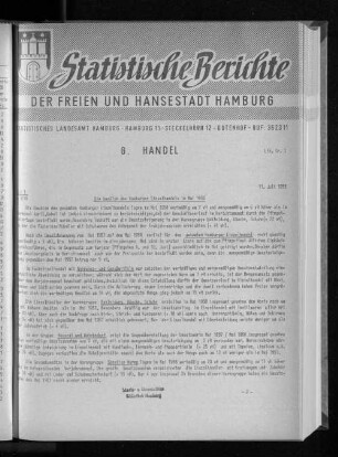 Die Umsätze des Hamburger Einzelhandels im Mai 1958 : Lfd. Nr. 7