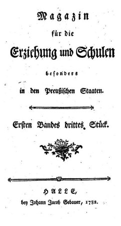 Titel, erster Band drittes Stück