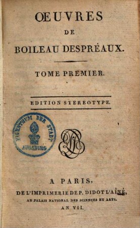 Oeuvres de Boileau Despréaux, 1