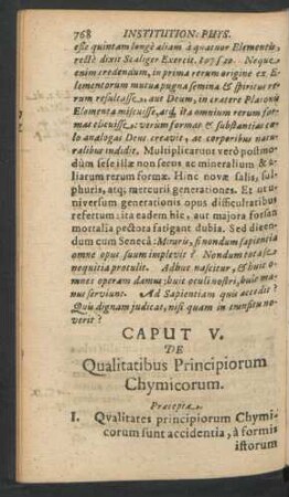 Caput V. De Qualitatibus Principiorum Chymicorum.