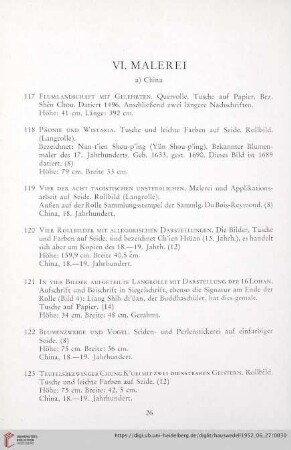 VI. Malerei (Nr. 117 - 144)