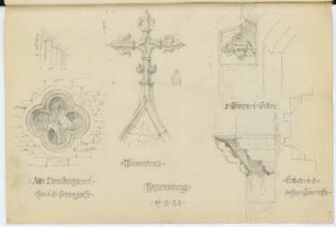 Alte Domdekanei, Regensburg. Minoritenkirche, Regensburg: Details (aus: Skizzen- und Fotoalbum 2)