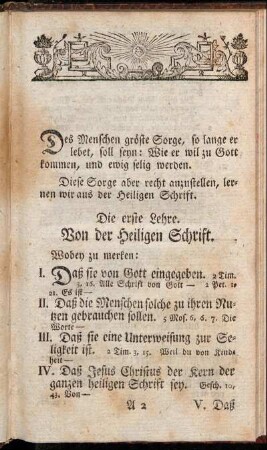 Die erste Lehre. Von der Heiligen Schrift.