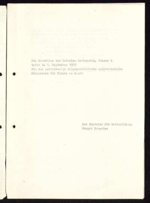 Die Direktive zum Lehrplan Mathematik, Klasse 6 ...
