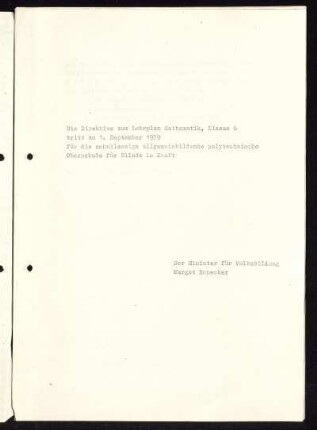 Die Direktive zum Lehrplan Mathematik, Klasse 6 ...