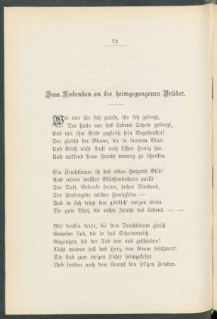 Zum Andenken an die heimgegangenen Brüder.