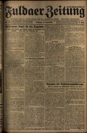 Erste Ausgabe vom Sonntag, den 15. Juni 1930.