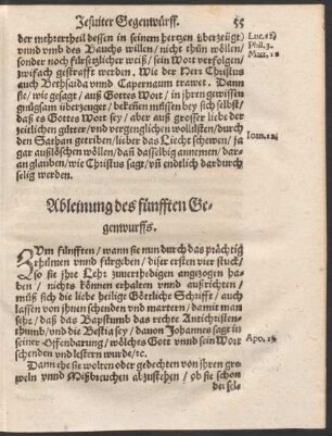 Ableinung des fünfften Gegenwurffs.