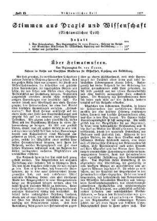 Über Heimatmuseen : [Nichtamtlicher Teil]