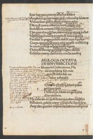 Aegloga Octava De Resurrectione Salvatoris ...
