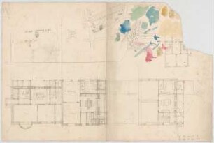 Thiersch, August ; München - Nymphenburg, Zuccalistr. 11 - 13; Doppelhaus Parseval - Wolff - Lageplan, Grundrisse