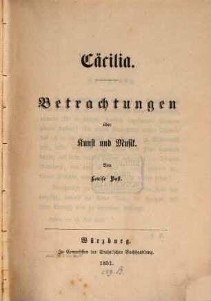 Cäcilia : Betrachtungen über Kunst und Musik