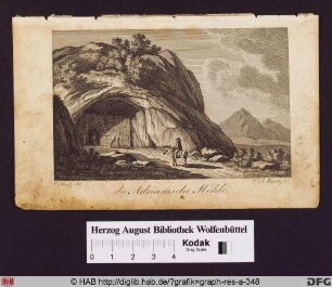 Ansicht der Adrianischen Höhle mit Reiter