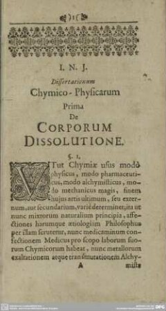 I. De CORPORUM DISSOLUTIONE.