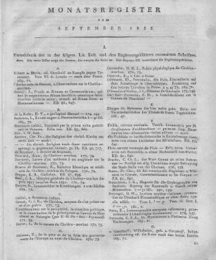 Monatsregister vom September 1832