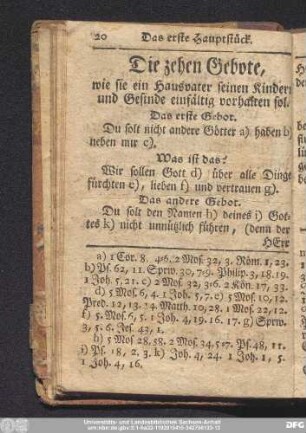 [Das erste Hauptstück.] Die zehen Gebote, wie sie ein Hausvater seinen Kindern und Gesinde einfältig vorhalten sol.
