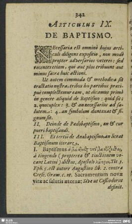Articulus IX. De Baptismo