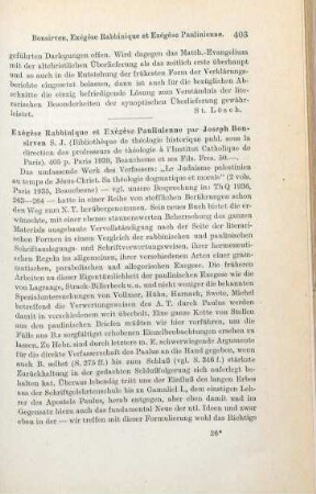 403-404 [Rezension] Bonsirven, Joseph, Exégèse rabbinique et exégèse paulinienne