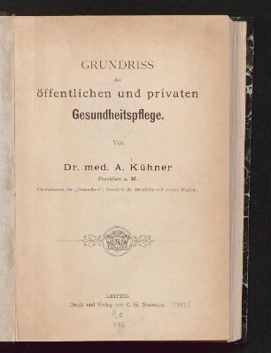 Grundriss der öffentlichen und privaten Gesundheitspflege