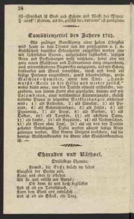Comödienzettel des Jahres 1742.