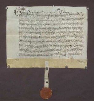 Bischof Georg von Metz erteilt der Kapelle auf der Burg zu Heidelberg einen Ablassbrief.