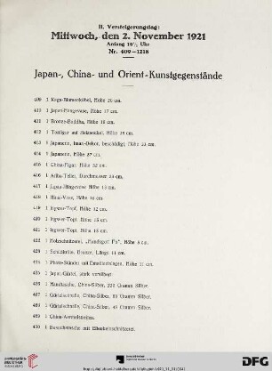 Japan-, China- und Orient-Kunstgegenstände (Nr. 409-592)