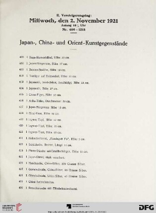 Japan-, China- und Orient-Kunstgegenstände (Nr. 409-592)