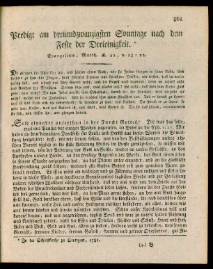 Predigt am dreiundzwanzigsten Sonntage nach dem Feste der Dreieinigkeit