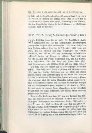 33. Der Niederbruch des monarchischen Systems