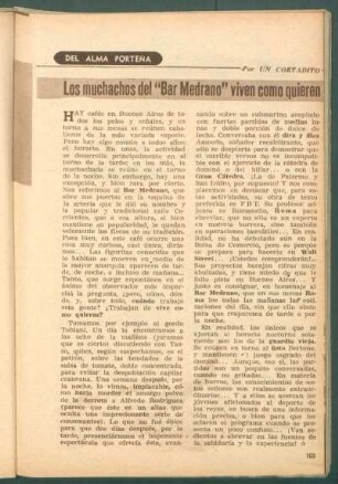 Los muchachos del "Bar Medrano" viven como quieren : Del alma porteño