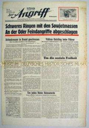 Tageszeitung "Der Angriff" zum Vormarsch der Sowjetarmee