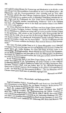 Rezensionen und Hinweise : Geistes-, Wissenschafts- und Kulturgeschichte